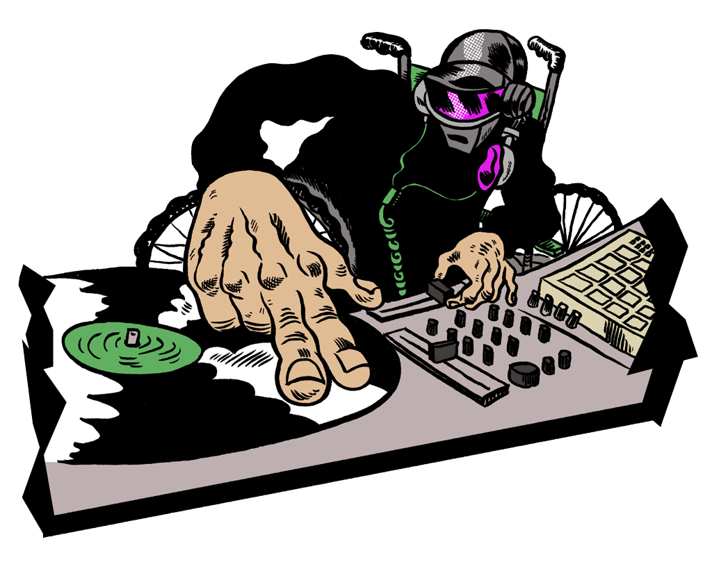 Dibujo de un DJ a los platos