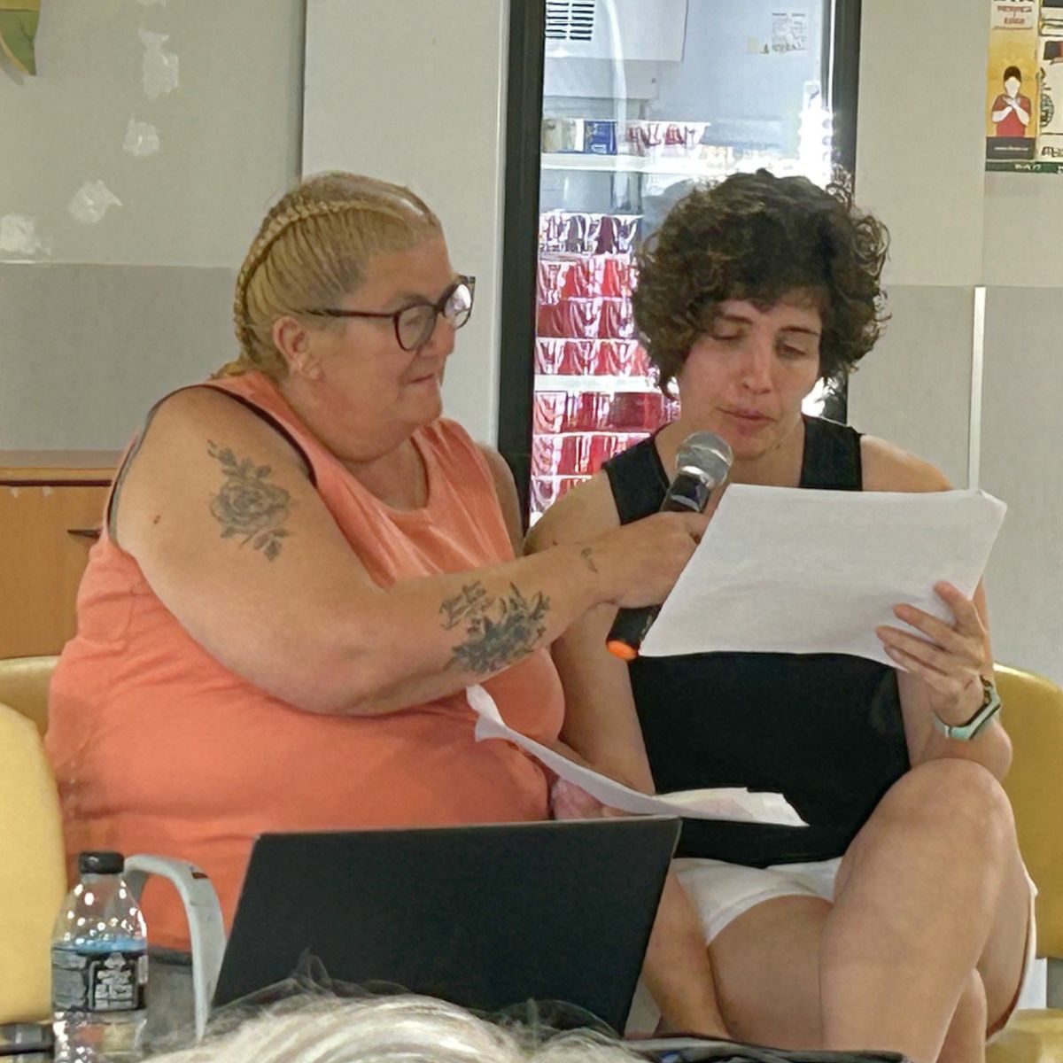 M. Luz Sanz y Leticia Mateos, dan la bienvenida desde el grupo de Mujeres MAM